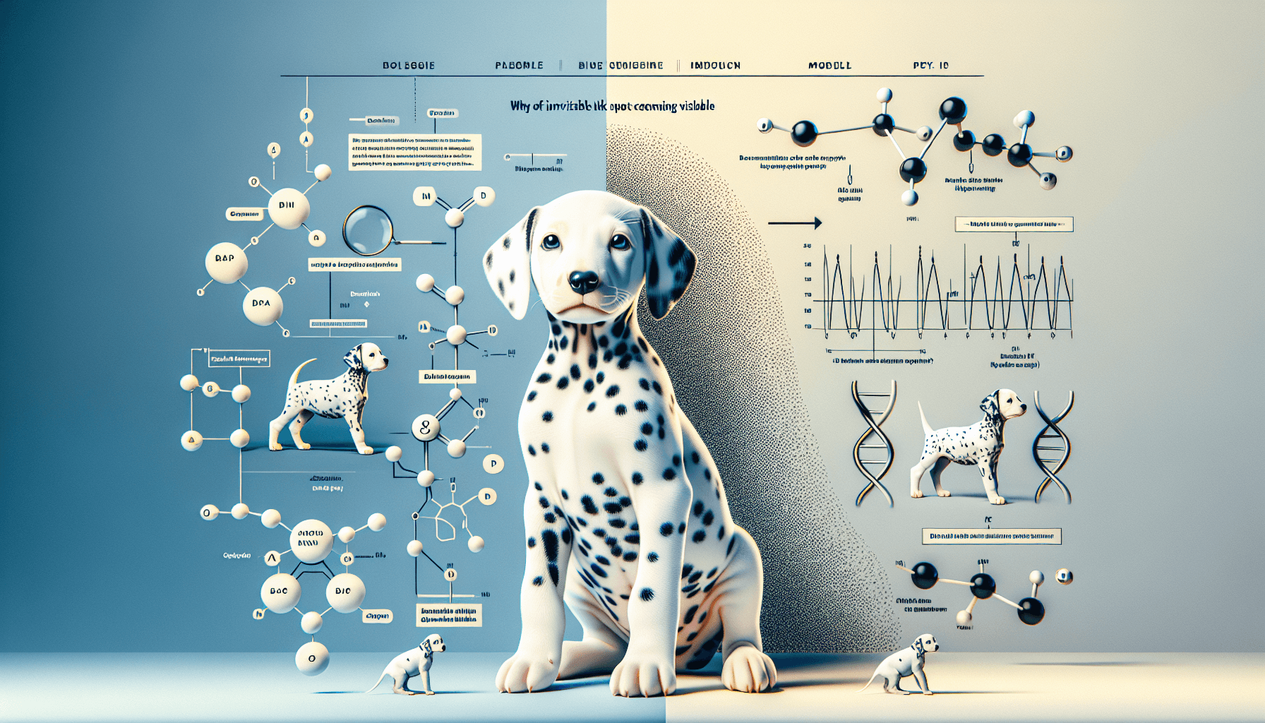 Why are Dalmatian puppies born completely white and only develop their signature black spots after two weeks of life?