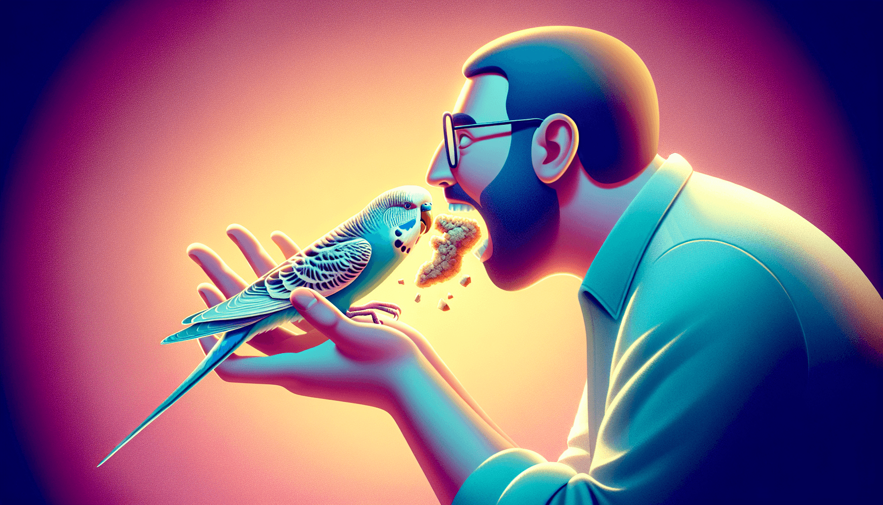 Why do pet budgies regurgitate on their owners as a sign of deep affection and courtship?