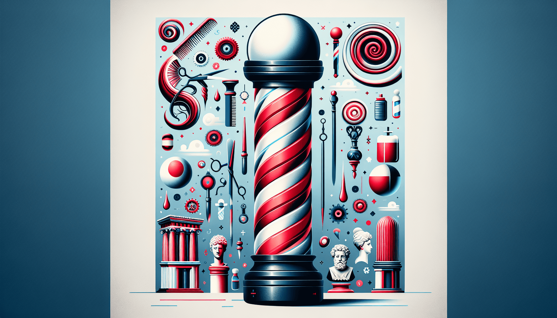 Why do traditional barber poles feature a red and white spiral originally designed to represent blood-soaked bandages?