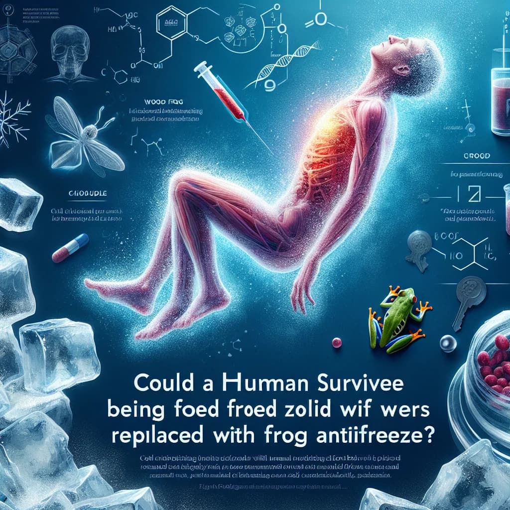 Could a human survive being frozen solid if their blood were replaced with wood frog antifreeze?