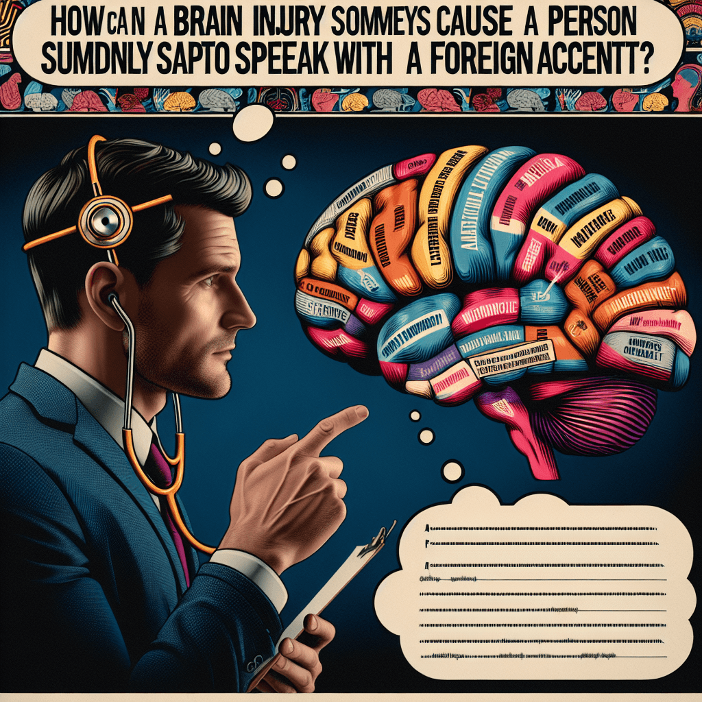 How can a brain injury sometimes cause a person to suddenly speak with a foreign accent?