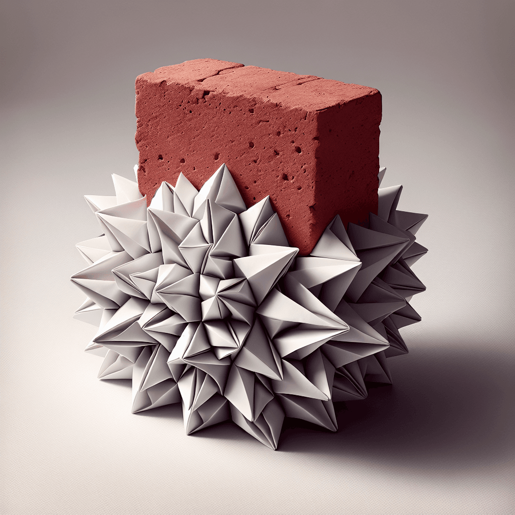 How can folding a single piece of paper make it strong enough to support a brick?