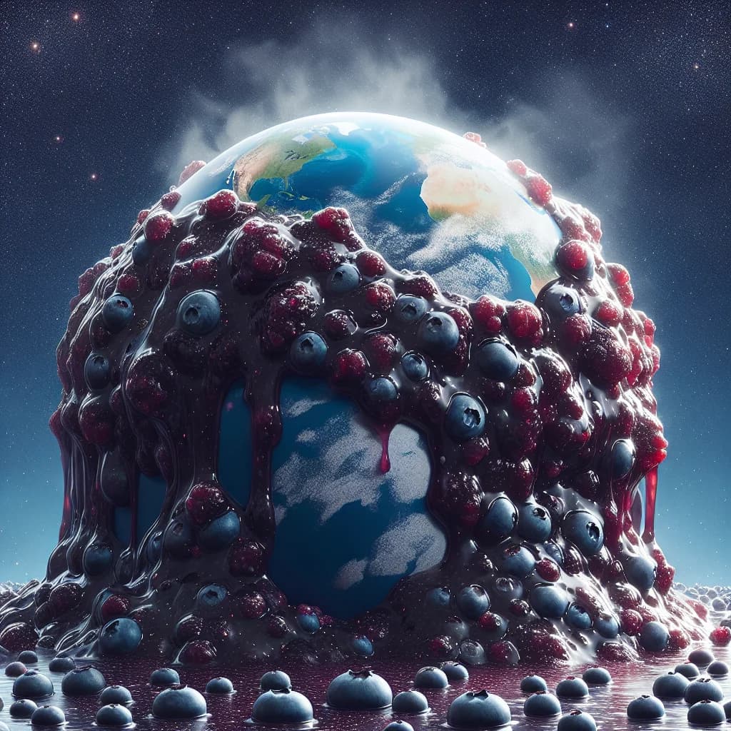 If the Earth were replaced by a giant pile of blueberries, why would it collapse into boiling jam?