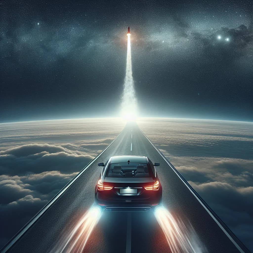 If you drove a car straight up at highway speeds, how long would it take to reach space?