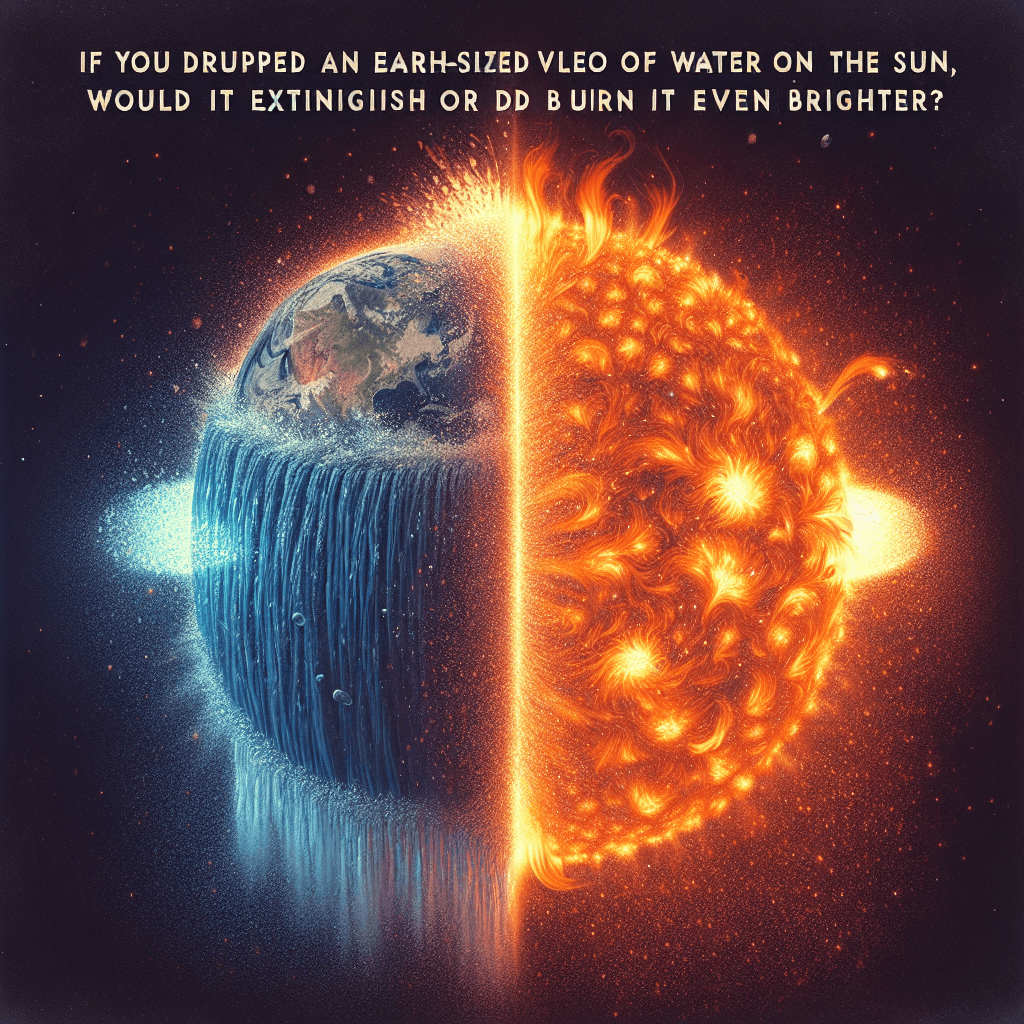 If you dumped an Earth-sized volume of water onto the Sun, would it extinguish or burn even brighter?