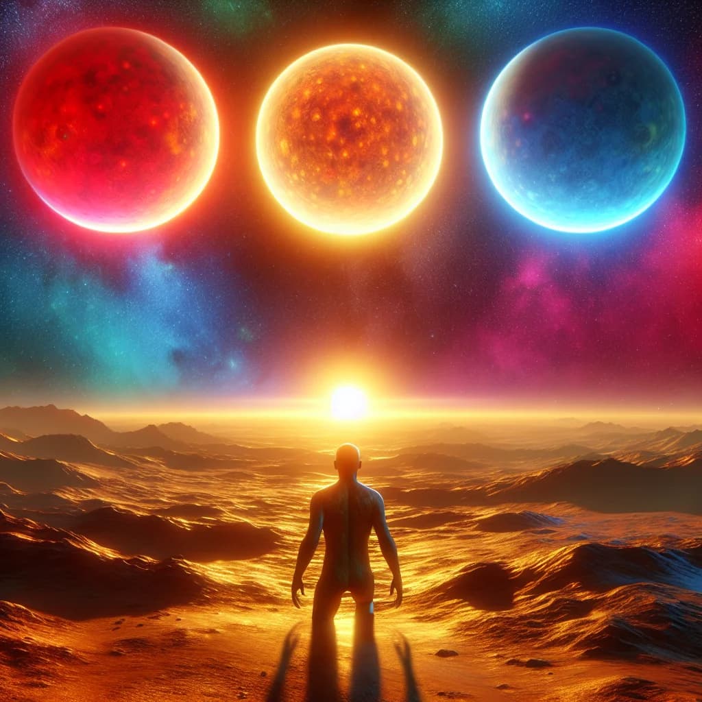 If you stood on a planet with three suns, why would you cast three differently colored shadows?