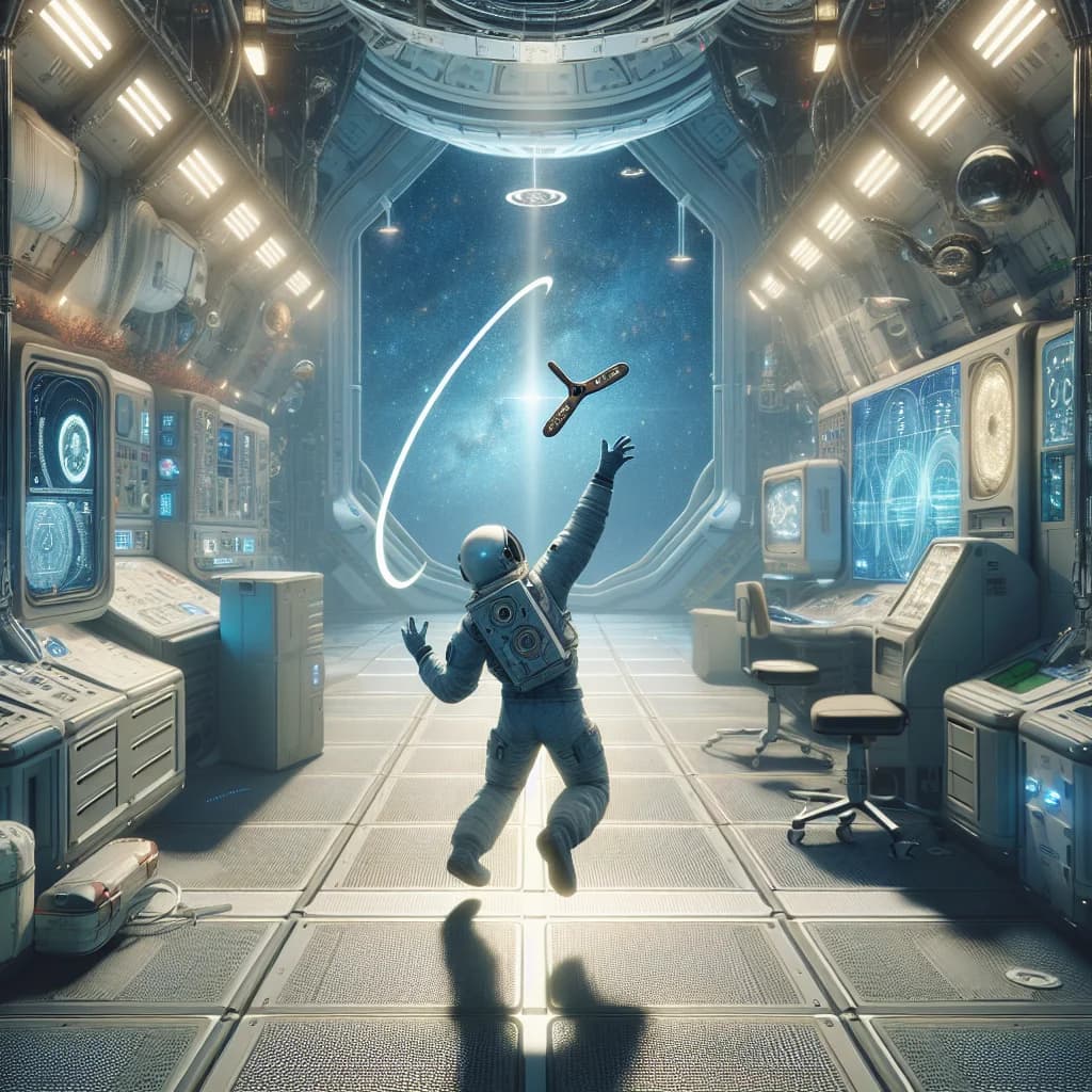 If you threw a boomerang inside a space station, why would it still return to your hand?