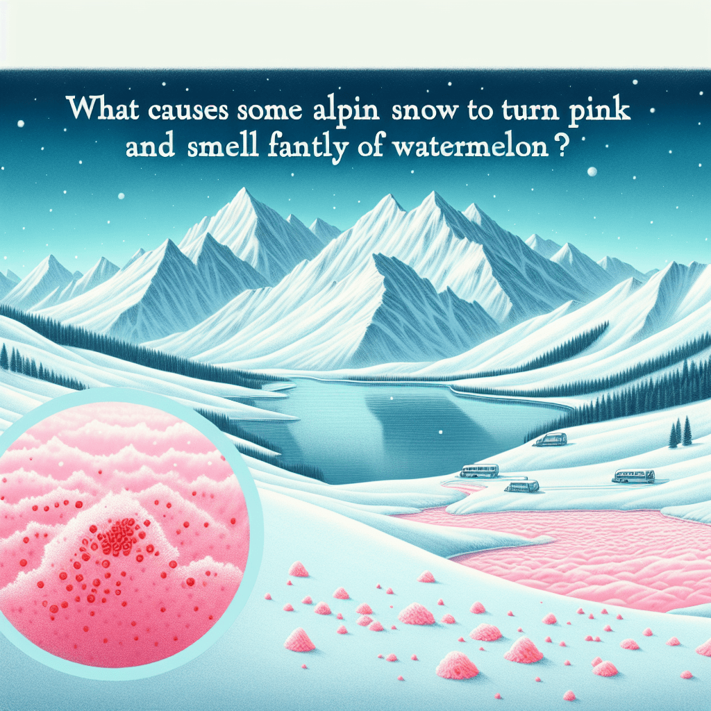 What causes some alpine snow to turn pink and smell faintly of watermelon?