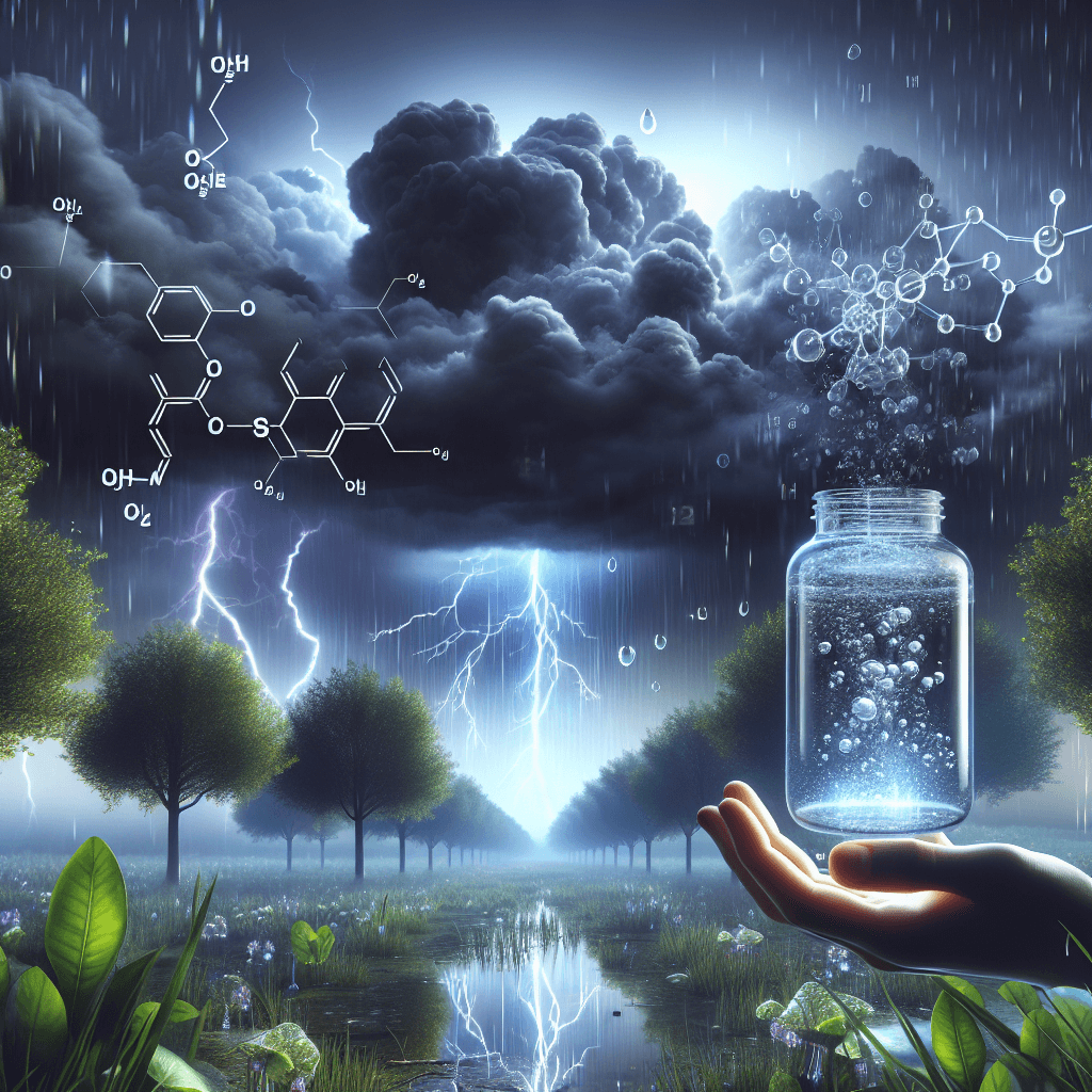 What creates the sharp, clean smell in the air during a thunderstorm?