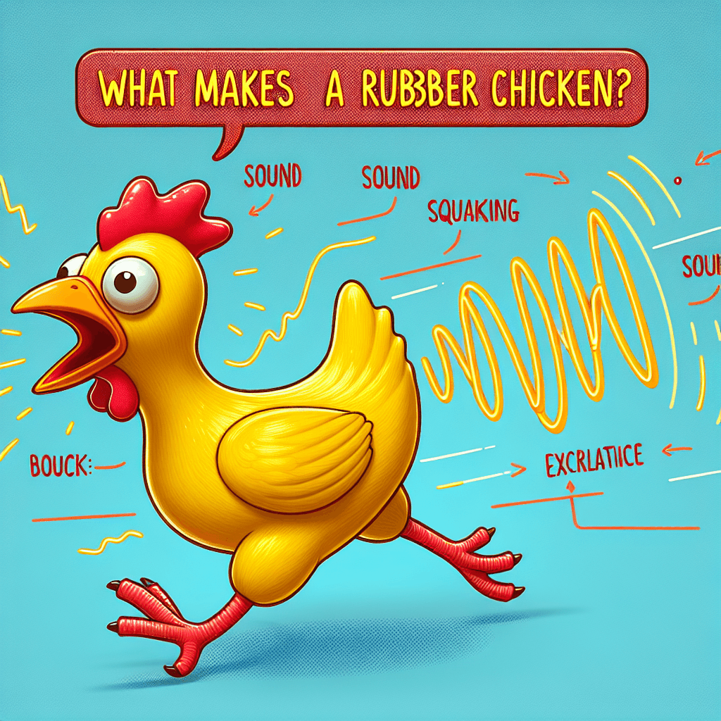 What makes a rubber chicken produce its classic squawking sound?