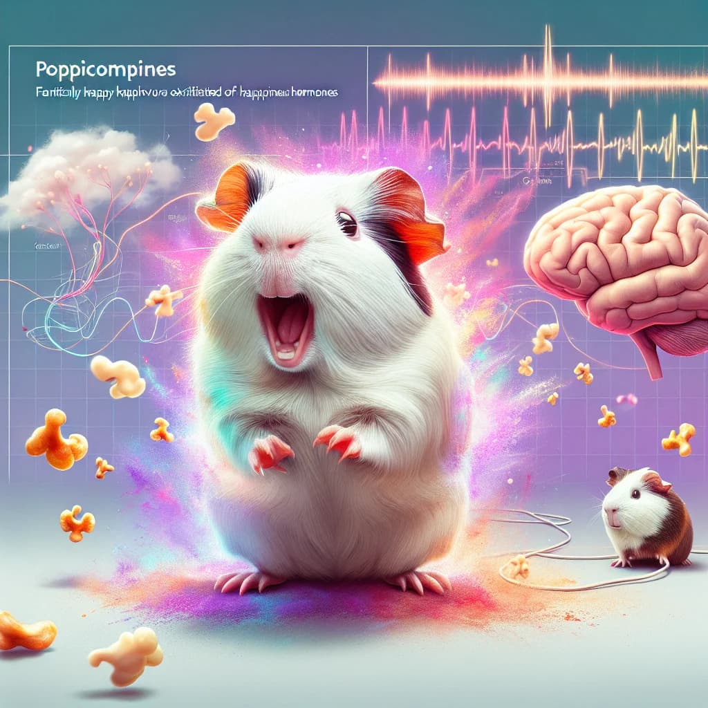 When pet guinea pigs feel extremely happy, why do they perform a frantic jumping behavior known as popcorning?