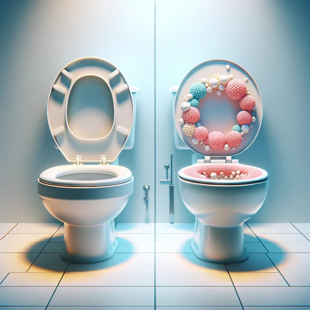 Why are public toilet seats often U-shaped with an open front instead of a complete circle?