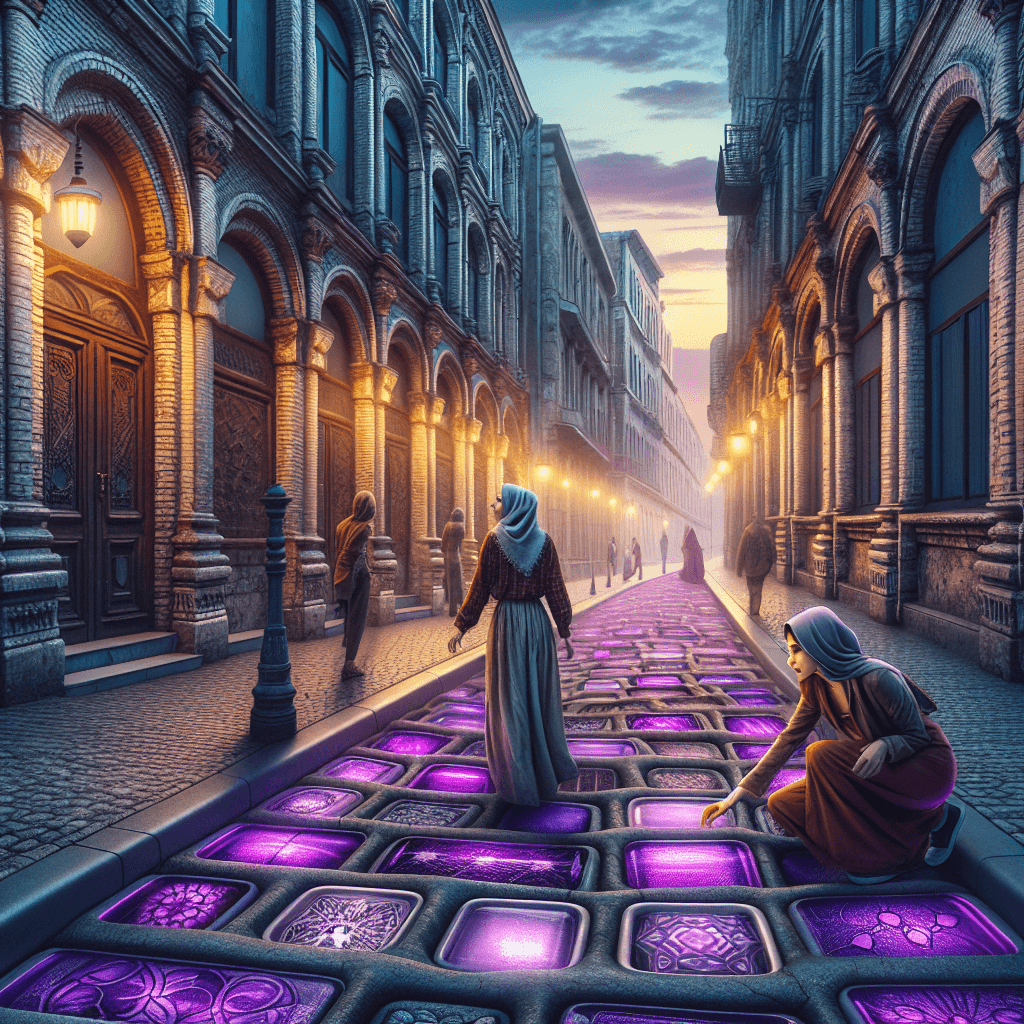 Why are some old city sidewalks embedded with mysterious purple glass blocks?