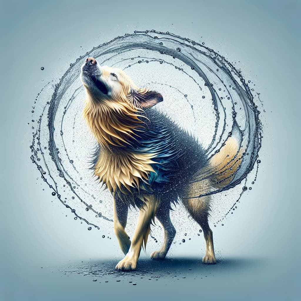 Why can a wet pet dog shake off seventy percent of the water on its fur in one second?