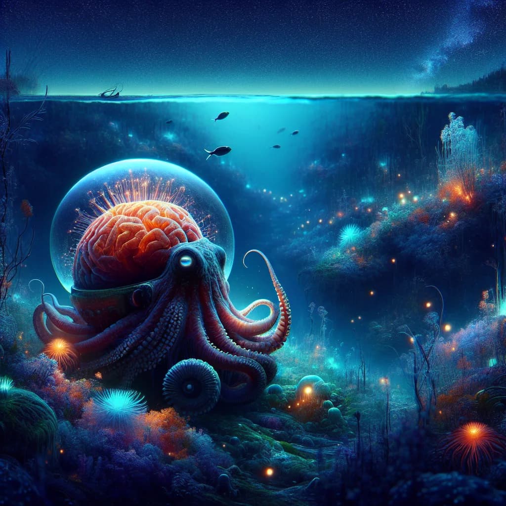 Why can an octopus suffer brain damage by swallowing large food because its brain surrounds its own throat?