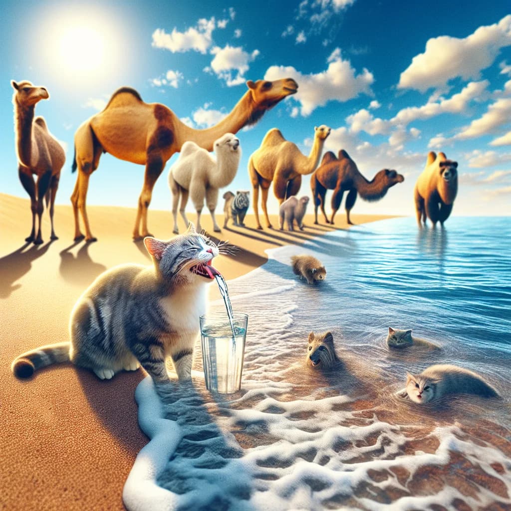 Why can domestic cats drink seawater to survive when most other mammals would die of dehydration?