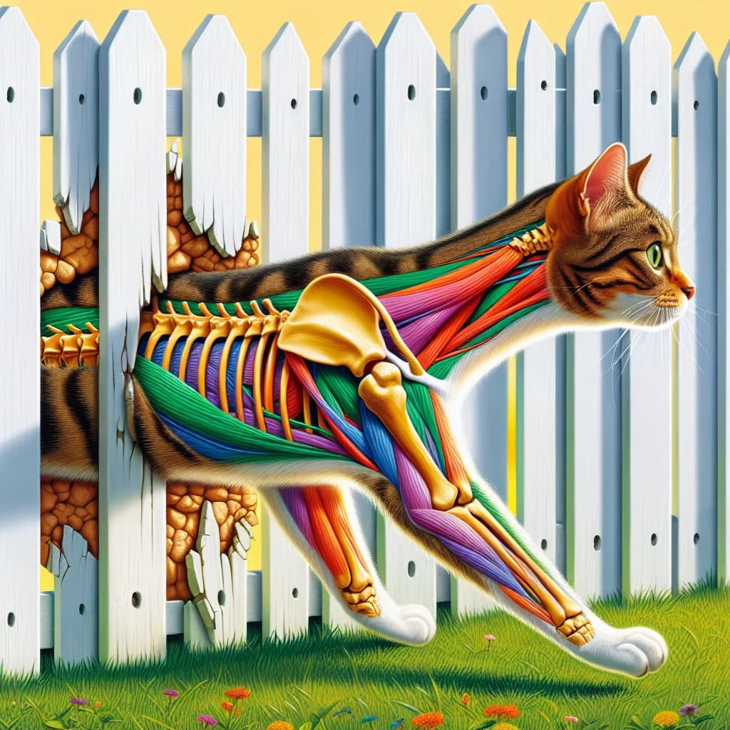 Why can pet cats squeeze through any gap that fits their head due to their free-floating collarbones?