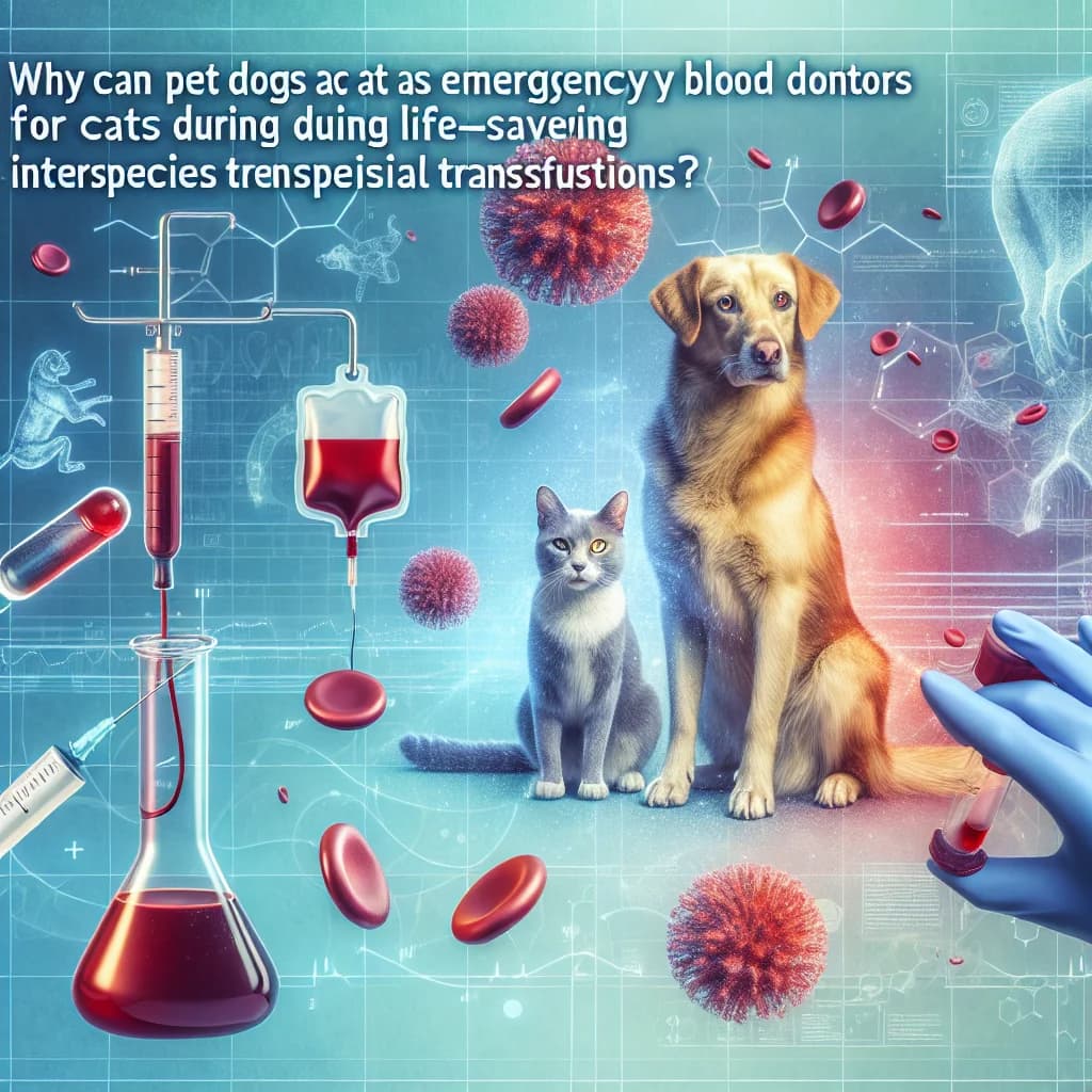 Why can pet dogs act as emergency blood donors for cats during life-saving interspecies transfusions?