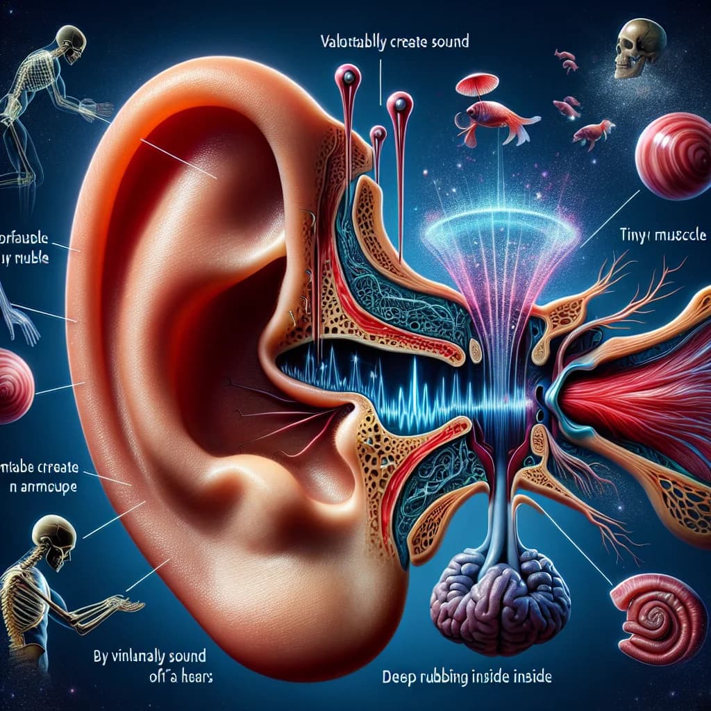 Why can some people voluntarily create a deep rumbling sound inside their ears by flexing a tiny muscle?