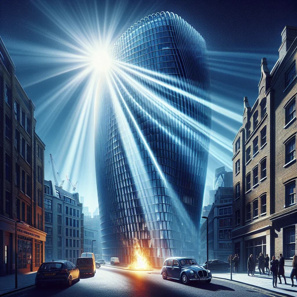 Why did a curved London skyscraper accidentally melt parked cars and set doormats on fire with reflected sunlight?
