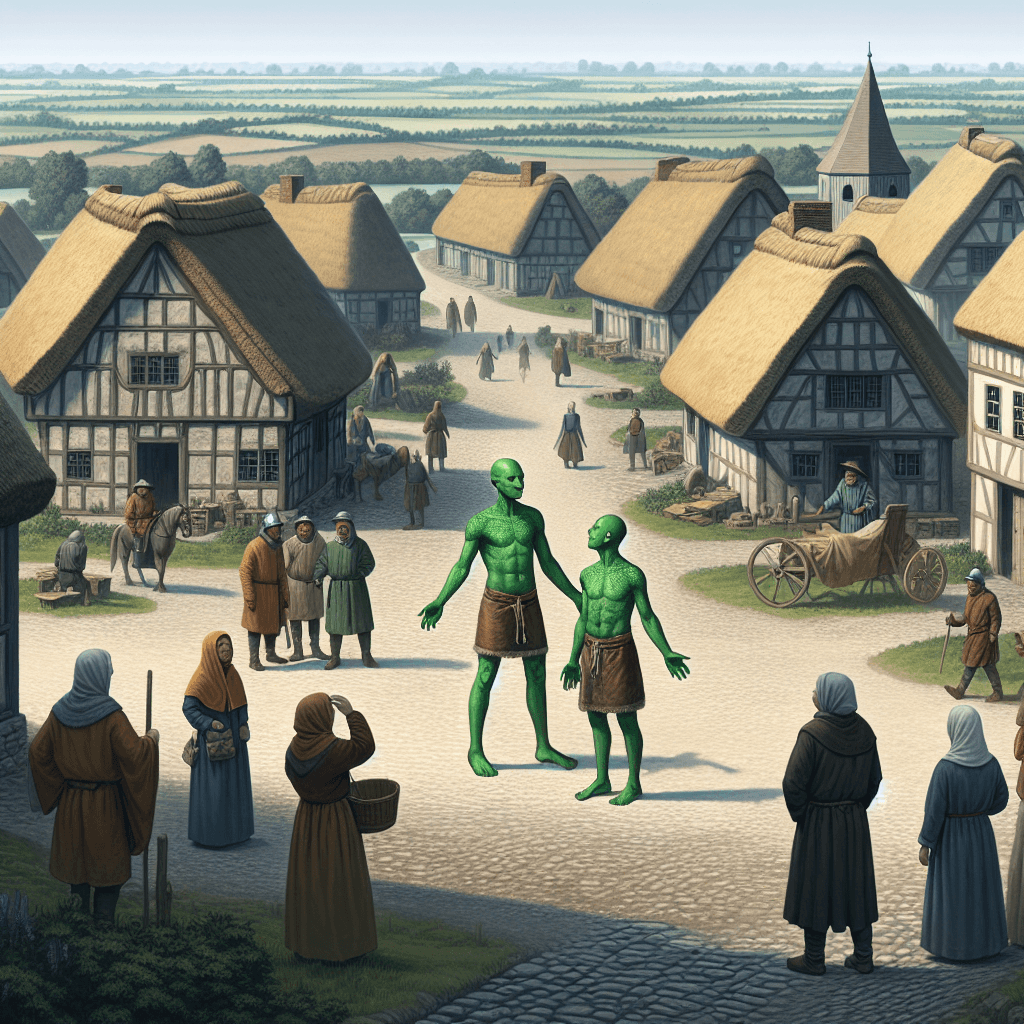 Why did a medieval village report the sudden appearance of two green-skinned children?