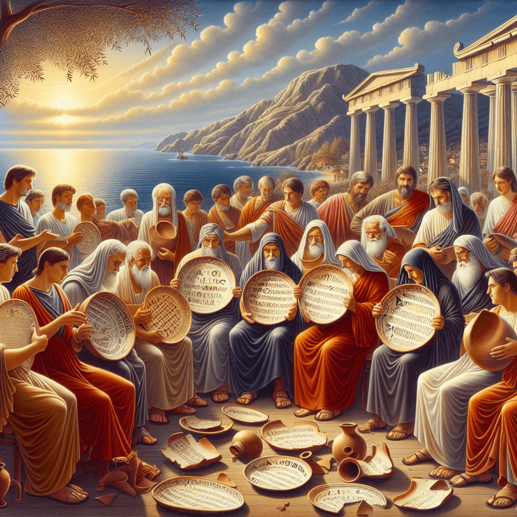 Why did ancient Greeks use broken pottery to vote people into exile?