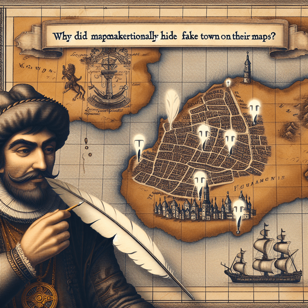 Why did mapmakers historically hide fake towns on their maps?