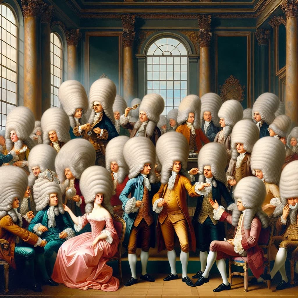 Why did massive powdered wigs become a status symbol to hide hair loss caused by a syphilis outbreak?