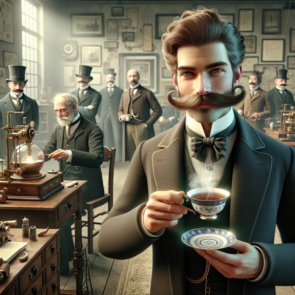 Why did Victorian inventors create tea cups with a small ceramic bridge to protect waxed mustaches from melting?