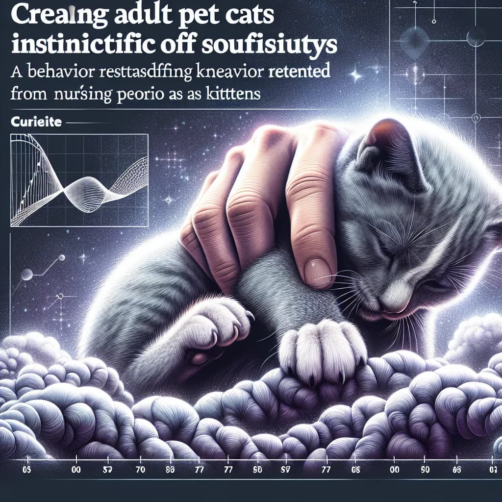 Why do adult pet cats instinctively knead soft surfaces in a behavior retained from their nursing period as kittens?