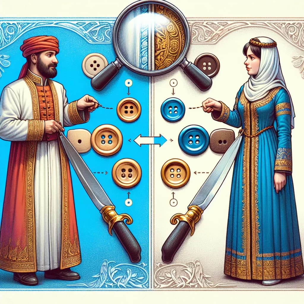 Why do buttons on men's and women's clothing fasten on opposite sides due to historical aristocratic dressing habits?