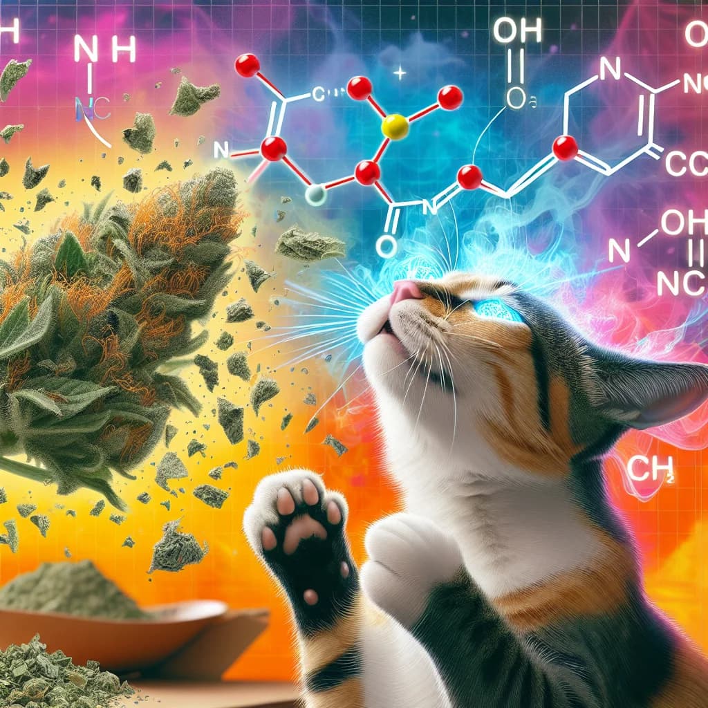 Why do cats experience a euphoric drug-like high when they smell the chemical nepetalactone found in catnip?
