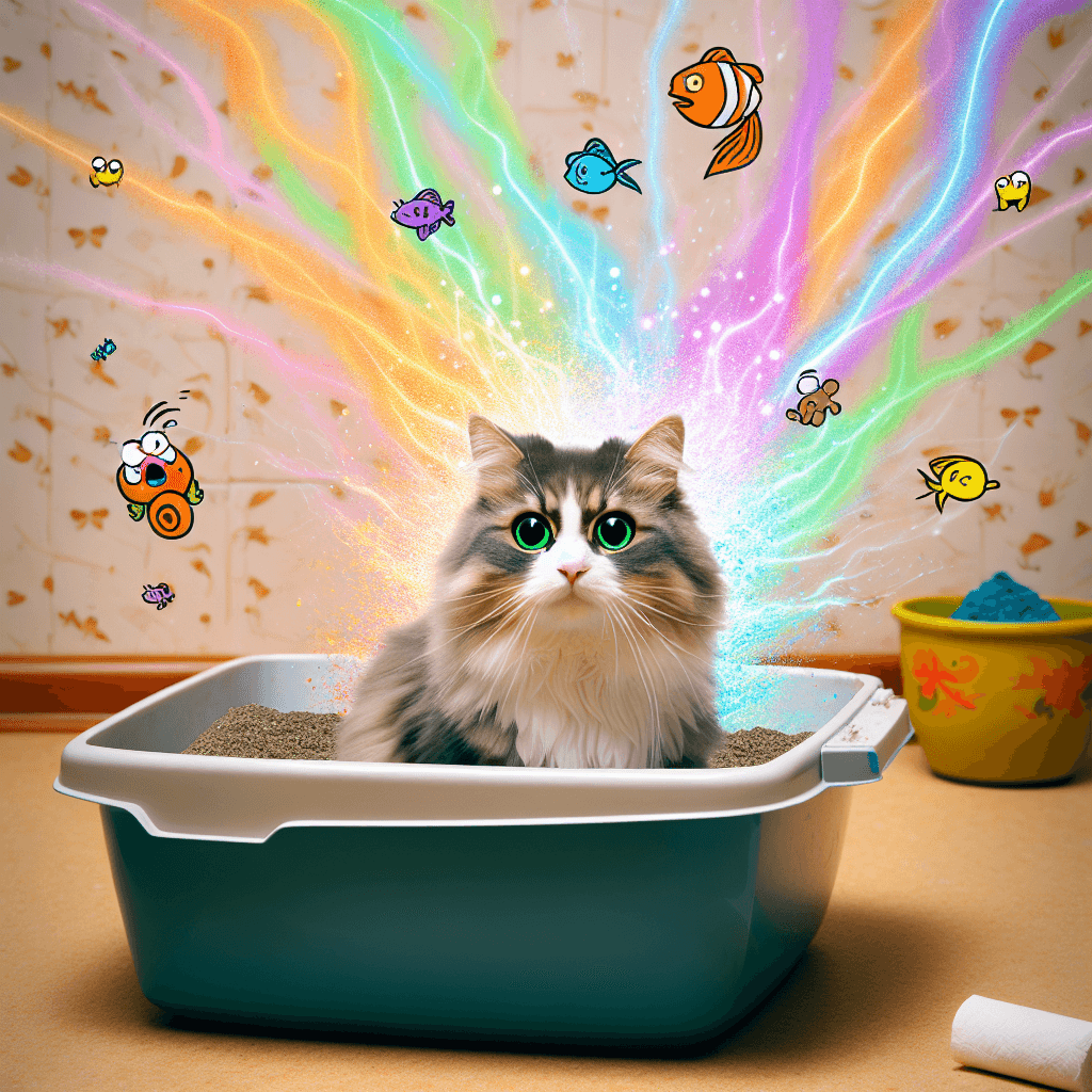 Why do cats often experience a frantic burst of energy known as poop euphoria after using the litter box?