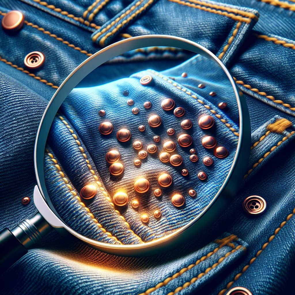 Why do denim jeans feature tiny copper rivets at the corners of their pockets?