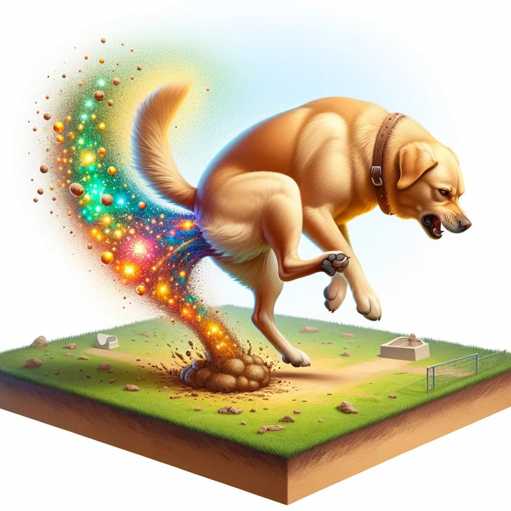 Why do dogs kick the ground after pooping to mark territory with pheromones from glands in their feet?