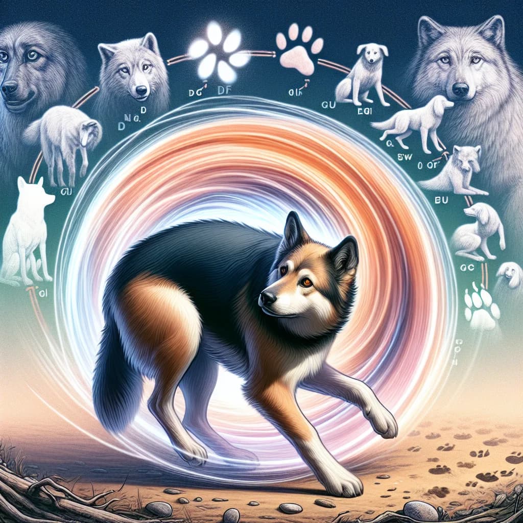 Why do dogs spin in circles before lying down to sleep as an ancestral survival instinct?