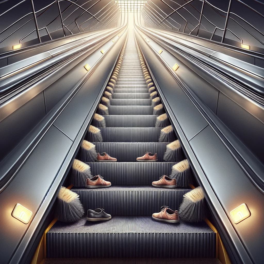 Why do escalators have stiff brushes along the sides to keep your shoes from being sucked into the moving gaps?