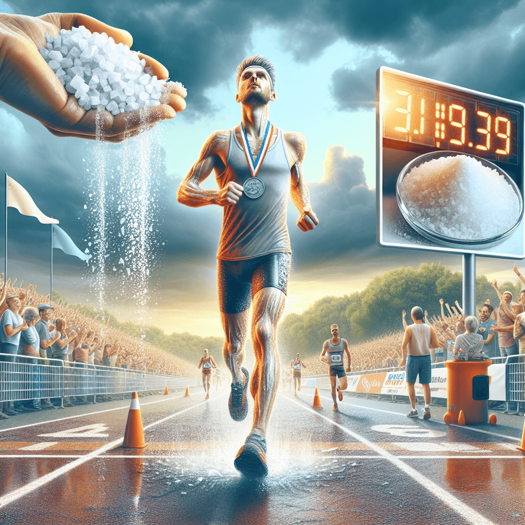 Why do long-distance runners sometimes finish a race covered in white salt crystals?
