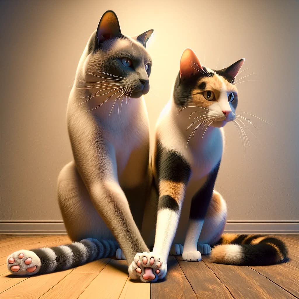 Why do male pet cats typically favor their left paw while females show a strong preference for their right?