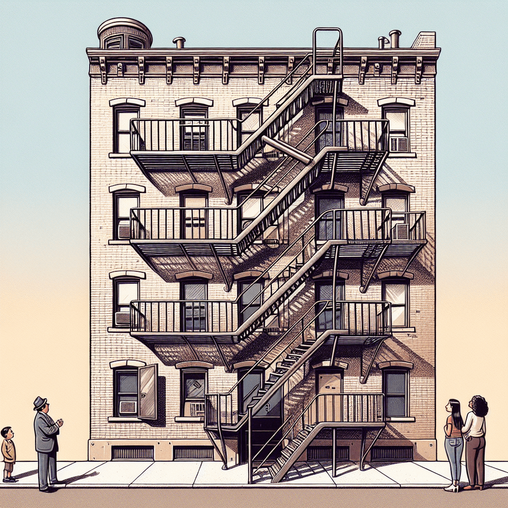 Why do many fire escapes end a full story above the sidewalk?