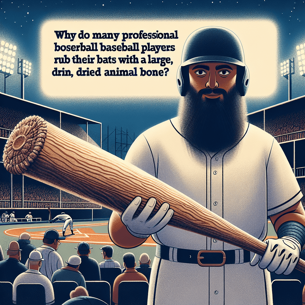 Why do many professional baseball players rub their wooden bats with a large, dried animal bone?
