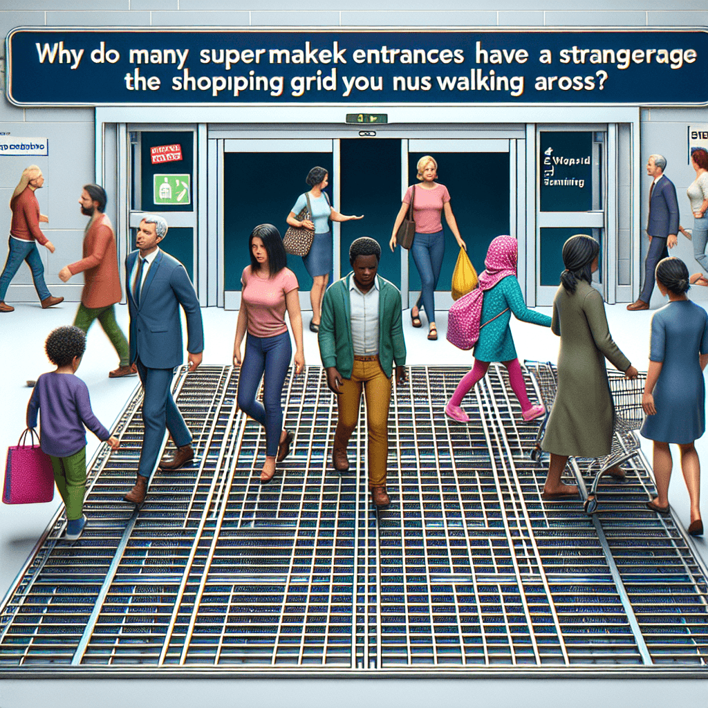 Why do many supermarket entrances have a strange metal grid you must walk across?