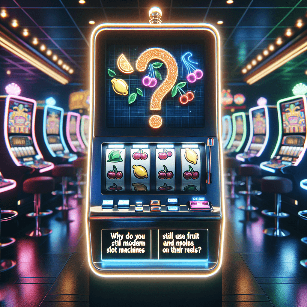 Why do modern slot machines still use fruit symbols like cherries and lemons on their reels?