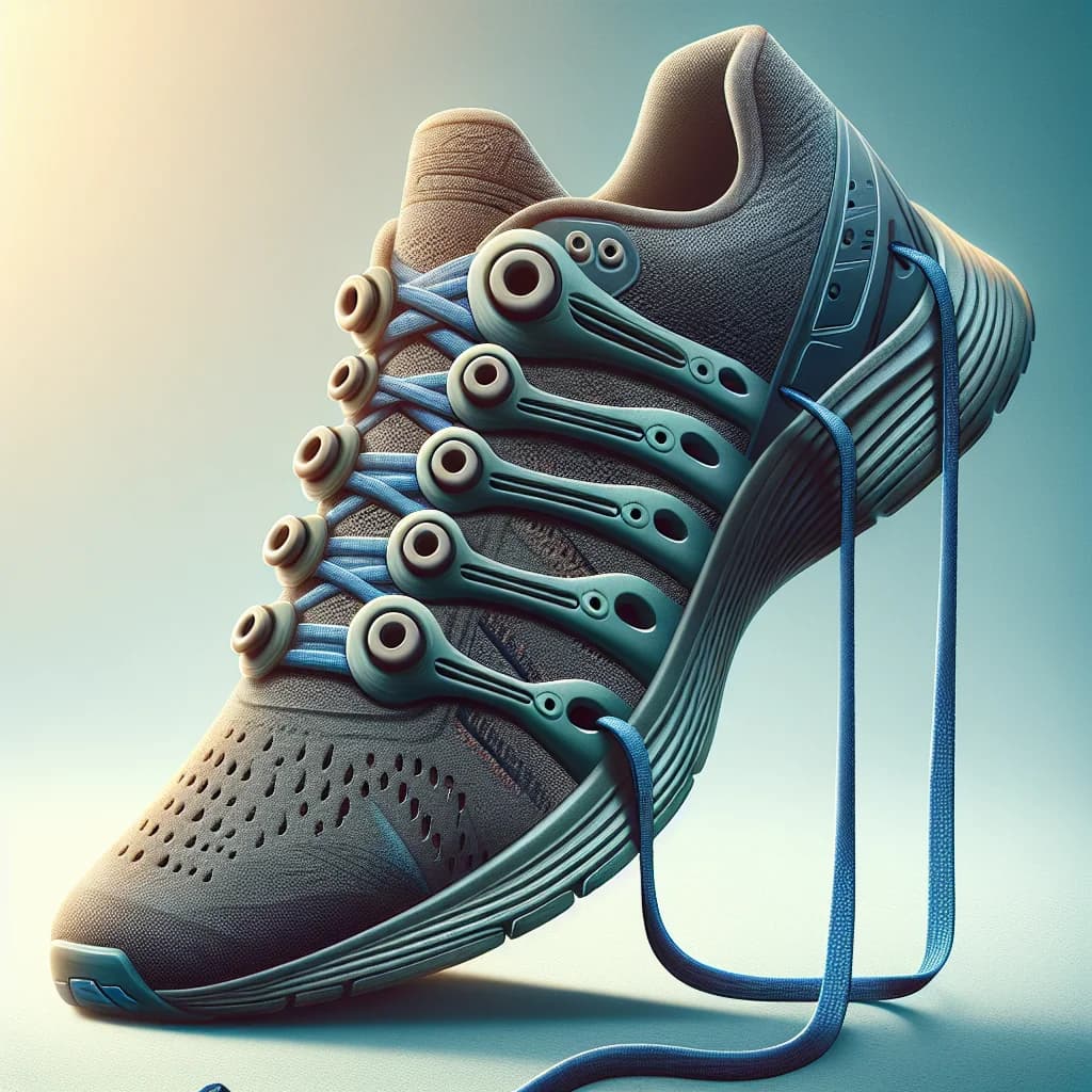 Why do most running shoes feature two extra lace holes at the top that often go unused?