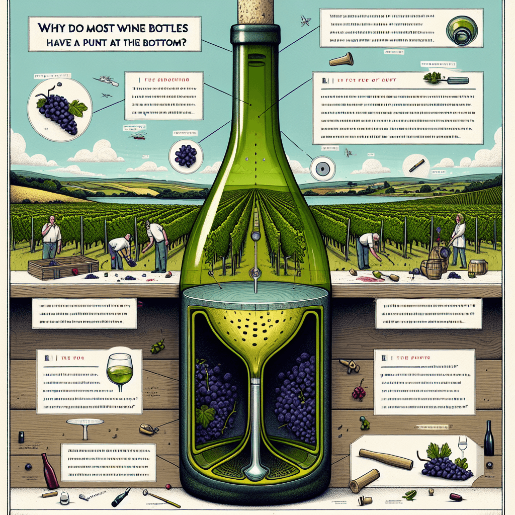 Why do most wine bottles have a deep, bowl-shaped indentation called a punt at the bottom?