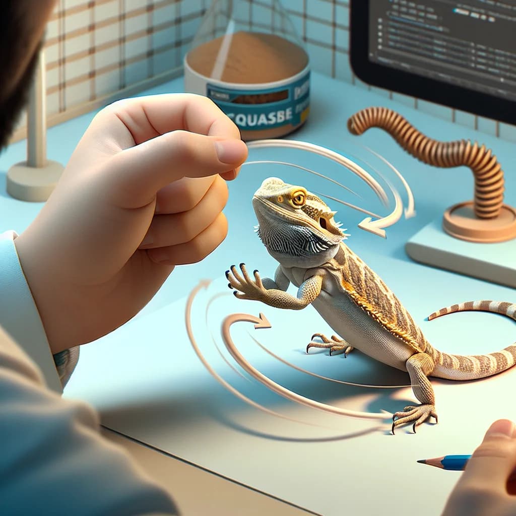 Why do pet bearded dragons perform a slow circular arm wave to signal submission and avoid conflict?