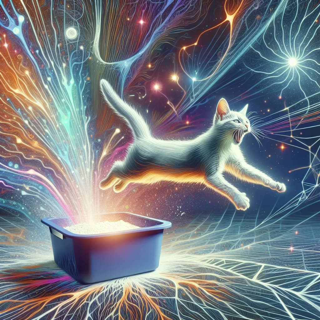 Why do pet cats experience a burst of energy after using the litter box due to vagus nerve stimulation?