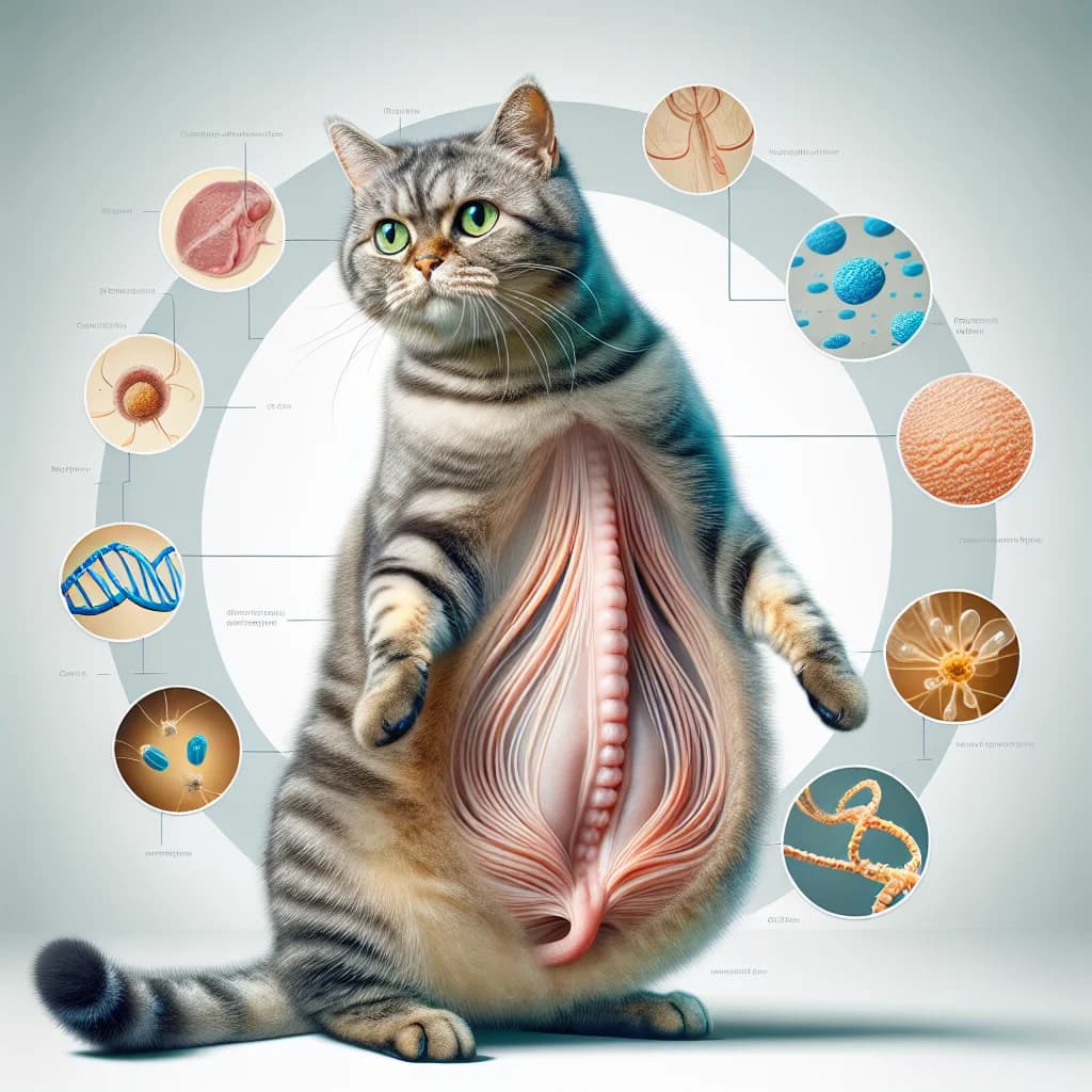 Why do pet cats possess a saggy belly flap called a primordial pouch even if they are not overweight?