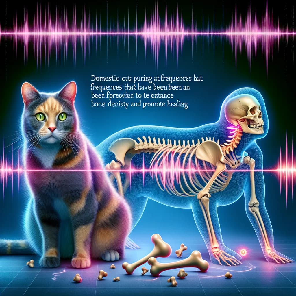 Why do pet cats purr at frequencies that have been scientifically shown to improve bone density and promote healing?