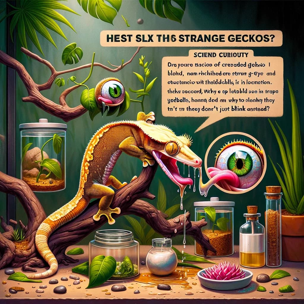 Why do pet crested geckos lick their eyeballs to keep them clean and moist instead of blinking?